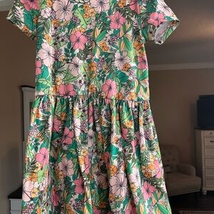 Copper Key Floral Kids Dress - Green, Pink, Orange